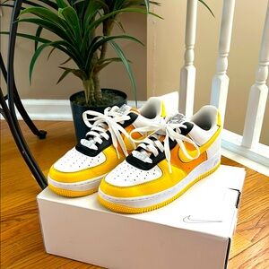 Nike Air Force 1 - Yellow and White Sneakers -Women Size 8.  Excellent condition